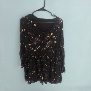 Starry Night Black and Gold Women's Top/dress Medium